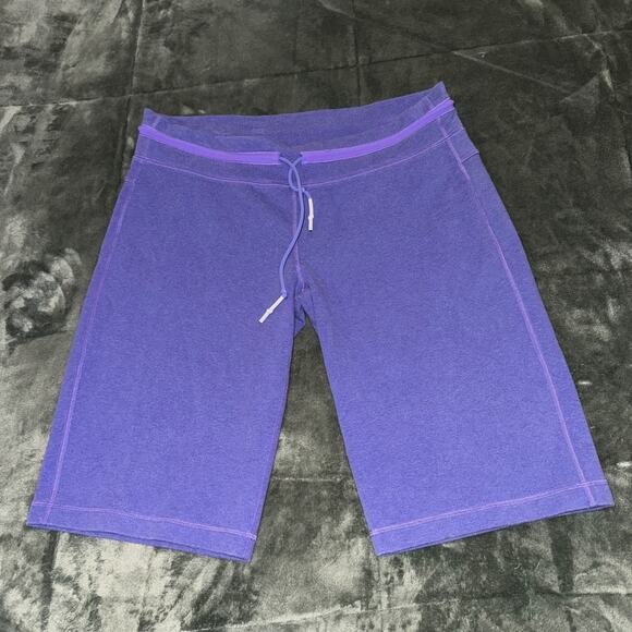 Lululemon Athletica Yoga Shorts Women's 12 Purple Sweat Crop Stretch Drawstring - Picture 1 of 8